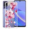 HGJTF Cover per TCL 40 SE/T610K (6.75), Trasparente Morbida TPU Antiurto Telefono Custodia per TCL 40 SE/T610K Ultra-Sottile Silicone Retro AntiGraffio Case - Fiore di pesco