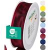 Halbach Seidenbänder Nastro regalo di alta qualità con bordo in filo, larghezza 25 mm, lunghezza 25 m, certificato Öko-Tex 100, prodotto in Germania, colore: rosso scuro