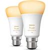 Philips Hue White Ambiance Lampadina LED Smart, Attacco a Baionetta B22, 75 W, 2 Pezzi