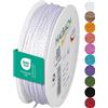 Halbach Seidenbänder Cordoncino di alta qualità (bianco), larghezza 2 mm, lunghezza 50 m, prodotto in Germania e certificato Öko-Tex, cordoncino in raso lucido in acetato
