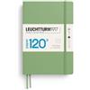 LEUCHTTURM1917 Taccuino A5 Copertina rigida, 120 g/m², Sage, a righe | 203 pagine numerate, cucito a filo, 2 segnapagina, tasca a soffietto, senza acidi, Inhaltsverz.