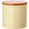 Bloomingville Susie - Vaso con coperchio, diametro 10 x altezza 10 cm, giallo, ceramica, capacità 400 ml