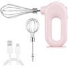 HERCHR Elettrica Frullino per Le Uova, Sbattitore a Immersione Senza Fili, Mini sbattitore elettrico regolabile a 4 velocità, miscelatore manuale elettrico frusta a mano (Rosa)