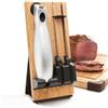 Fishtec Coltello Elettrico da Cucina senza fili Easy Cut Plus - Con Caricatore e Supporto in Legno - 2 Lame - Ideale per tagliare pane, carne, frutta, verdura - Grigio