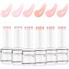 Nicedeco 4 in 1 Professionale Base Rubber Gel Kit Smalto Semipermanente Nudo per Unghie UV LED Soak Off Gel Set 37, 6X8ML