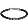 iXXXi Men Bracciale in pelle da uomo Yuki argento opaco | 20cm, Medium, Acciaio inossidabile, Nessuna pietra preziosa