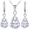 Crystalline Azuria Orecchini Pendenti Donna In Cristallo Zirconia Rotondo - Placcati In Oro Bianco 18ct - Gioielli Eleganti 24x10mm
