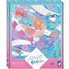 Janod - 4 Quadri con Tratti Argentati - Pittura ad Acquerello - Tema Sirena - Magic Ocean - Kit Creativo per Bambini - Apprendimento della Motricità Fine e Concentrazione - da 7 Anni - J09107