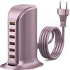 WUKUR 50W Caricatore USB Multiplo,Stazione di Ricarica USB Multipla per Smartphone,Tablet,Ricarica Rapida 5V2.4A