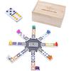 Engelhart - 250170 - Domino Treno Messicano D12 - Scatola di Legno - 91 Pezzi di Domino Colorati 9 mm + 8 Treni Colorati - 2 a 8 Giocatori