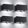 Kingwen 4PCS 20W Applique da Parete con Sensore di Movimento 6000K Nero | 1000lm Caldo Lampade da Parete Angolo del Fascio Regolabile LED Applique da Interni Esterni IP65 Impermeabile
