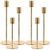 MOYKSRR Portacandele in Metallo, Candelabro Set di 6 Oro Portacandele Tre Diverse Dimensioni 22.3/27.2/32.1cm, per Candele Coniche da 2.2cm, Candeliere per Matrimoni, Compleanni, Natale, Cena a Lume