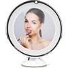 Sylanda Specchio da tavolo con ingrandimento 10 volte, con illuminazione, orientabile a 360°, specchio da trucco a LED, con ventosa con illuminazione, specchio da barba per la doccia (bianco)