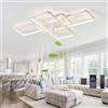 GWYAJTU 80W Grande Lampadario Con Ventilatore Da Soffitto Moderno LED Dimmerabile Reversibile 6 Velocità Timer Ventilatore Da Soffitto Con Luce Silenzioso Per Salotto Camera Da Letto-White||72cm