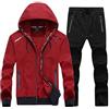 WanYangg Tuta Felpata Uomo Tute da Ginnastica Passeggio Due Pezzi Maniche Lunghe Pullover Felpa Sportive con Cappuccio + Sport Pantaloni da Jogging Casual di Grandi Dimensioni Rosso 7XL