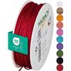 Halbach Seidenbänder Cordoncino di alta qualità (rosso), larghezza 2 mm, lunghezza 50 m, prodotto in Germania e certificato Öko-Tex, cordoncino in raso lucido in acetato