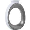 DRW Vaso ovale con foro in ceramica bianco e argento 25x10x37cm
