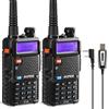 BAOFENG GT-5R Walkie Talkie, Radio Dual Band per 144-146/430-440 MHz, Lungo Raggio con 128 Canali, Batteria da 1800 mAh, Cuffie, Cavo di Programmazione per il Campeggio, Supportato da Chirp, 2 PZ