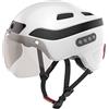 JARONOON Casco da bicicletta per adulti, casco Bluetooth intelligente con registratore di guida e funzione di luce posteriore a LED per visiera rimovibile (bianco migliorato, L)