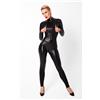 Noir Handmade F319 Caged Wetlook Catsuit with Zippers and Ring M