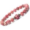 ThurColas Bracciale da donna realizzato con perline di diaspro imperiale rosso e perline tibetane in bronzo antico