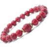ThurColas Bracciale da donna in perline di turchese ricostituito tinte di rosso e perline tibetane in metallo dorato