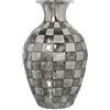 DRW Vaso in alluminio con disegni a quadretti in colore argento