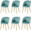 ReseeZac Set di 6 sedie da pranzo moderne, imbottite, adatte per cucina, sala da pranzo, soggiorno, ufficio, camera da letto, studio, sedie in velluto, gambe in metallo, colore verde blu