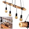 hofstein Lampada a sospensione Tirana, lampada moderna in metallo/legno in nero/natura, lampada regolabile in design scandinavo con asta in legno, altezza massima 174 cm, 4 luci, 4 x E27, senza lampadina/e