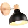 iDEGU Lampada da Parete Retrò LED Applique da Parete Interno Vintage in Legno Metallo Moderne Lampada a Muro Stile Scandinavo Orientabile E27 Illuminazione per Camera da Letto Soggiorno (Nero)