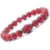 ThurColas Bracciale da donna in perline di turchese ricostituito tinte di rosso e perline tibetane in bronzo antico