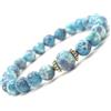 ThurColas Bracciale da donna in perline di giada bianca tinta di blu e viola e perline tibetane in metallo dorato