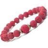 ThurColas Bracciale da donna in perline di pietra lavica rossa e perline tibetane in metallo dorato
