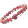 ThurColas Bracciale da donna in perline di diaspro imperiale rosso e perline tibetane in metallo dorato