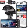 REDTIGER 4K STARVIS 2 Dash Cam Auto,Touchscreen da 3,18 Pollici,Scheda di Memoria da 128GB,GPS,5.8GHz WiFi 6,Controllo Vocale,Visione Notturna UHD,Blocco di Emergenza,Monitor di Parcheggio (F7N Touch)