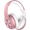 TuneFlux Cuffie Bluetooth Wireless Over Ear, 80 Ore di Riproduzione, 3 Modalità EQ, Bluetooth 5.3 Stereo HiFi senza Fili con Microfono, per Viaggio/Ufficio/Telefono/PC - Oro Rosa