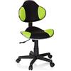 HJH Office 634130 Sedia girevole per bambini KIDDY GTI-2 tessuto nero/verde sedia da scrivania per bambini ergonomica, regolabile in altezza, sedia per ragazzi