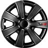 AUTO-STYLE AutoStyle Set di 4 Copricerchi VR 15 Pollici Nero/Look Carbonio/Logo