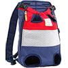Tineer Zaino per animali domestici,Regolabile Dog Front Legs Out Carrier Backpack Il sacchetto di mano libero Viaggi,Easy-Fit per 5-12KG Piccole Medie Gatti Cani attività all'aperto (rosso blu)