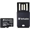 Verbatim U1 - Scheda Micro SDHC con unità USB da 16 GB di memoria flash, memoria flash (16 GB, microSDHC, classe 10, UHS-I, 45 MB/s, nero)