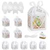 lalago 50 Pz Bomboniere Matrimonio Portaconfetti Matrimonio Scatole Confetti Matrimonio Bomboniere Battesimo per Baby Shower Scatole Caramelle Regalo con Nastri per Caramelle, Compleanno, Feste(Bianco)