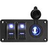 Meijeegu Meipire Impermeabile Car Switch Panel 2 Interruttore a levetta + Fessura per accendisigari da incasso per auto, barca, camion, camper, caravan