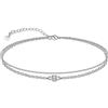 CHIC & ARTSY Argento Sterling 925 Cavigliere a Doppio Strato Estate Spiaggia Cavigliere per Donne, 11 Pollici