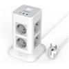 TESSAN Ciabatta Multipresa con USB C e 8 Prese, Presa Multipla Protezione Sovratensione 1700J, Torretta Multipresa 3600W con Interruttore, Ciabatta Elettrica 2 Metri