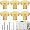 Wekuw 6 Pezzi Pomelli per Mobili Pomolo per Mobili Rotondo Maniglia per Armadietto Moderni Pomelli per Mobili in Alluminio Opaco con Viti, per Cassetti, Armadietti, Tolette (Oro)