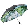 Le Monde du Parapluie Ombrello pieghevole da donna/uomo, nero, sistema di apertura automatica, resistente al vento, stampa foresta