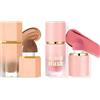 Beauty Searcher Set di trucco liquido per fard e contorno, morbido, leggero, traspirante, in spugna incorporata, set regalo per il trucco (#Rouge 01+contorno 01)