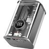 LogiLink Powerbank 10000 mAh con protezione 7 velocità, 1 USB-C con PD (Power Delivery 3.0) e 1 USB A con QC (Quick Charge 3.0), con display, design trasparente