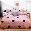 Wotcsil Cuore Grigio Set Copripiumino Matrimoniale 240x220 per Bambini Ragazze Copripiumino Reversibili Stampa a Cuore 1 x Copripiumino 220x240 cm e 2 x Federe 50x75 cm, Rosa