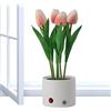 BAOK Tulipano Led Flower Light - Lampada da tavolo USB Simulazione Tulipano Night Light con vaso, sei rami fiori lampada da tavolo ornamenti per la casa desktop Decor lampada da notte